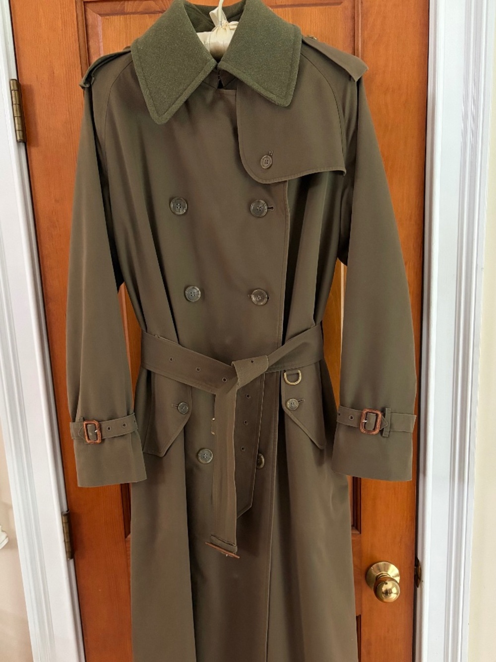 Vintage 1994 Burberrys 'Selkirk' Trench Coat Olive Green Full Set 3-in-1 Size 12